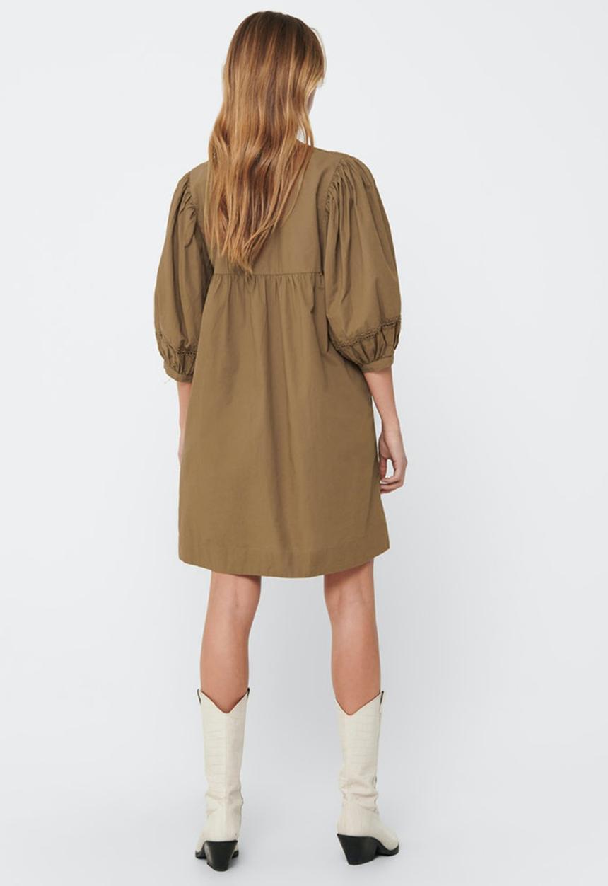 Jacqueline de Yong - Vita puff sleeve dress - toasted coconut beige