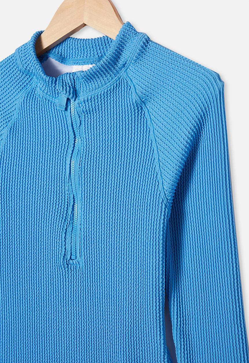 Free by Cotton On - Lindsay rib long sleeve one piece - blue 