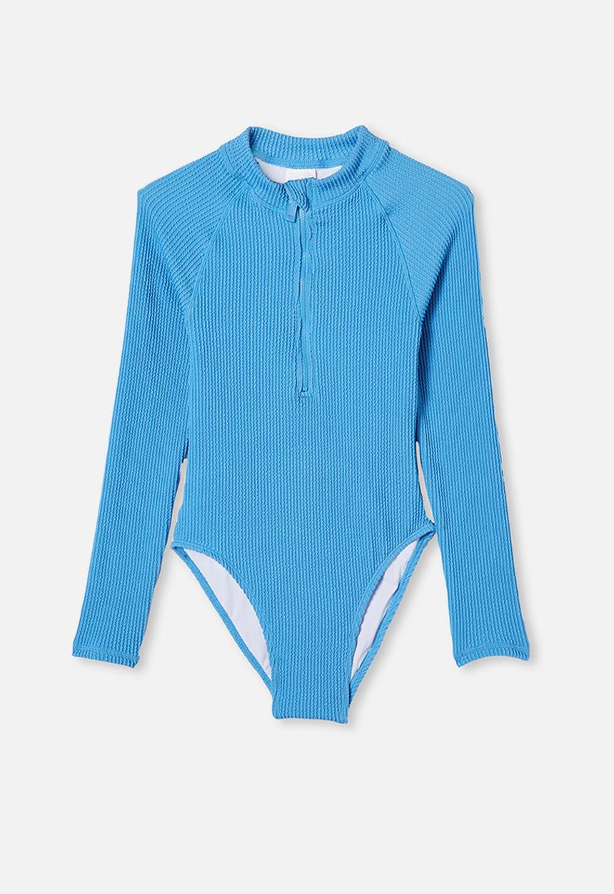 Free by Cotton On - Lindsay rib long sleeve one piece - blue 