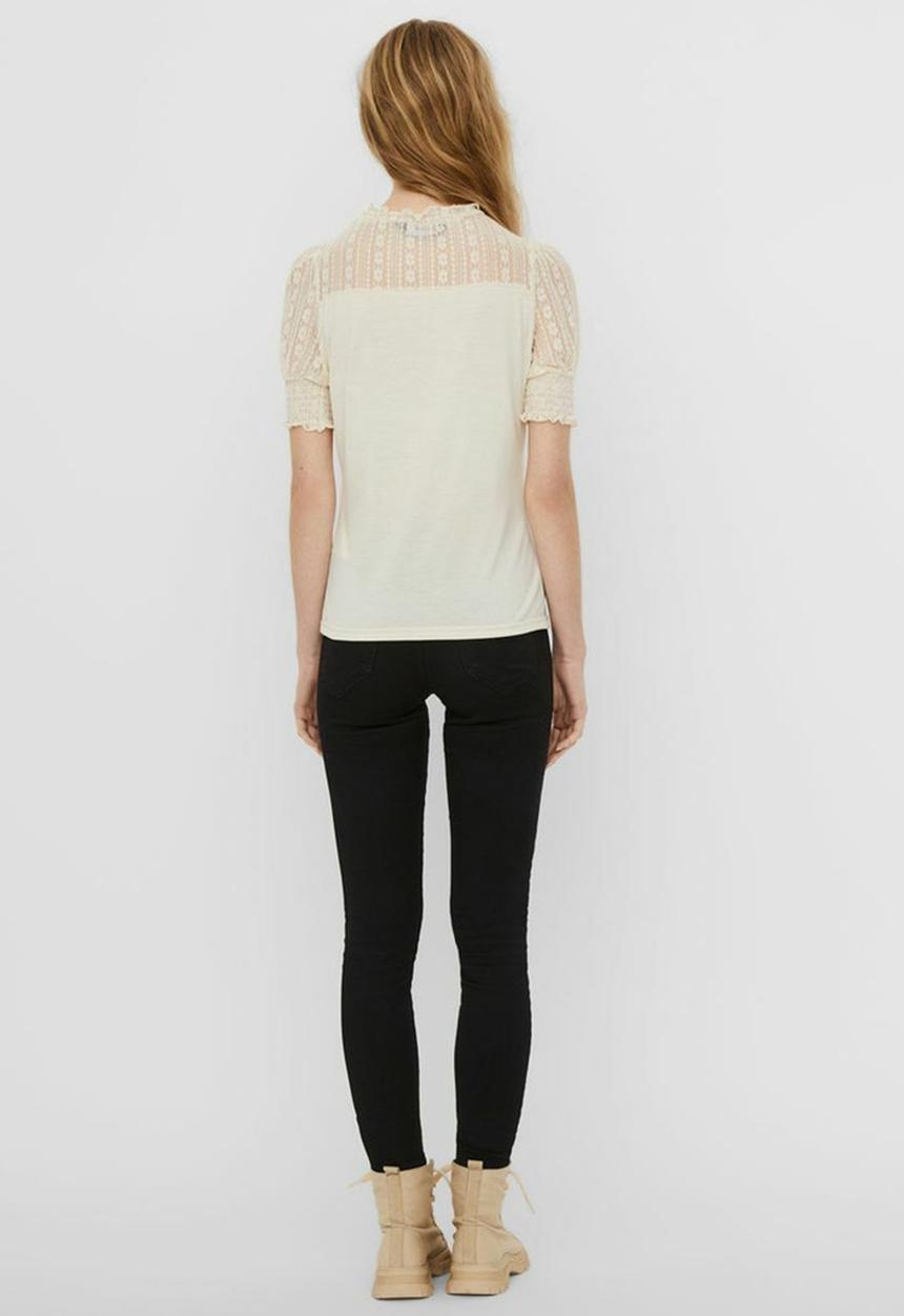 Vero Moda - Emilia ss lace top - birch