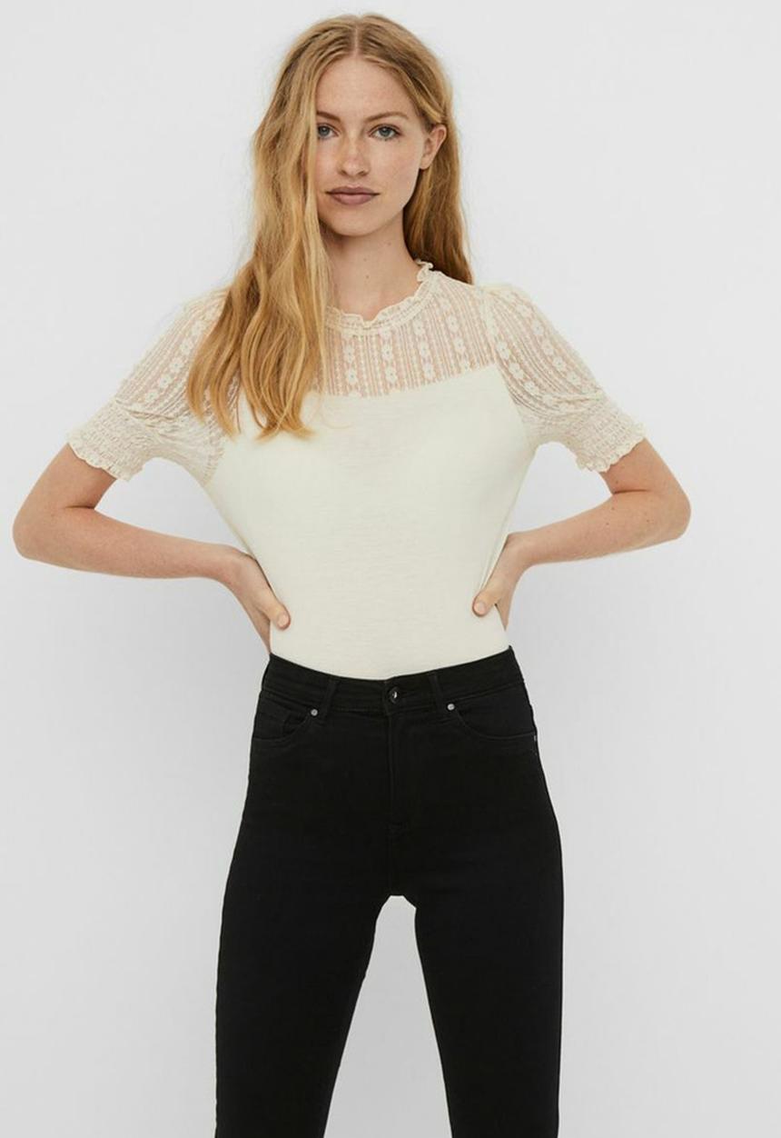 Vero Moda - Emilia ss lace top - birch