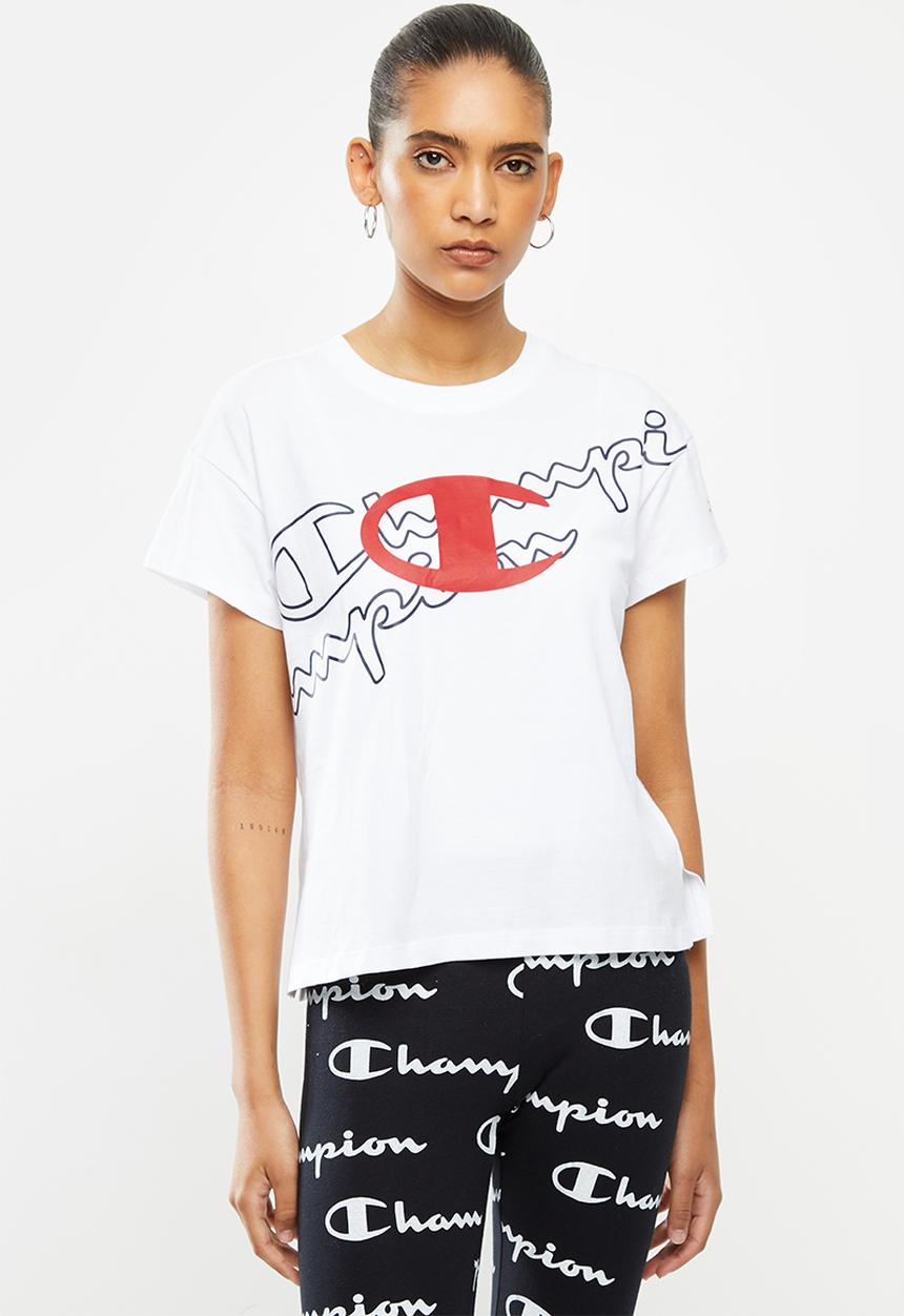 Champion - Legacy crew neck crop top - white