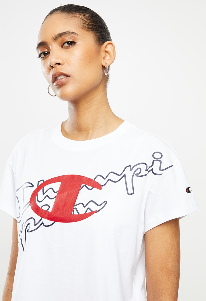 Champion - Legacy crew neck crop top - white