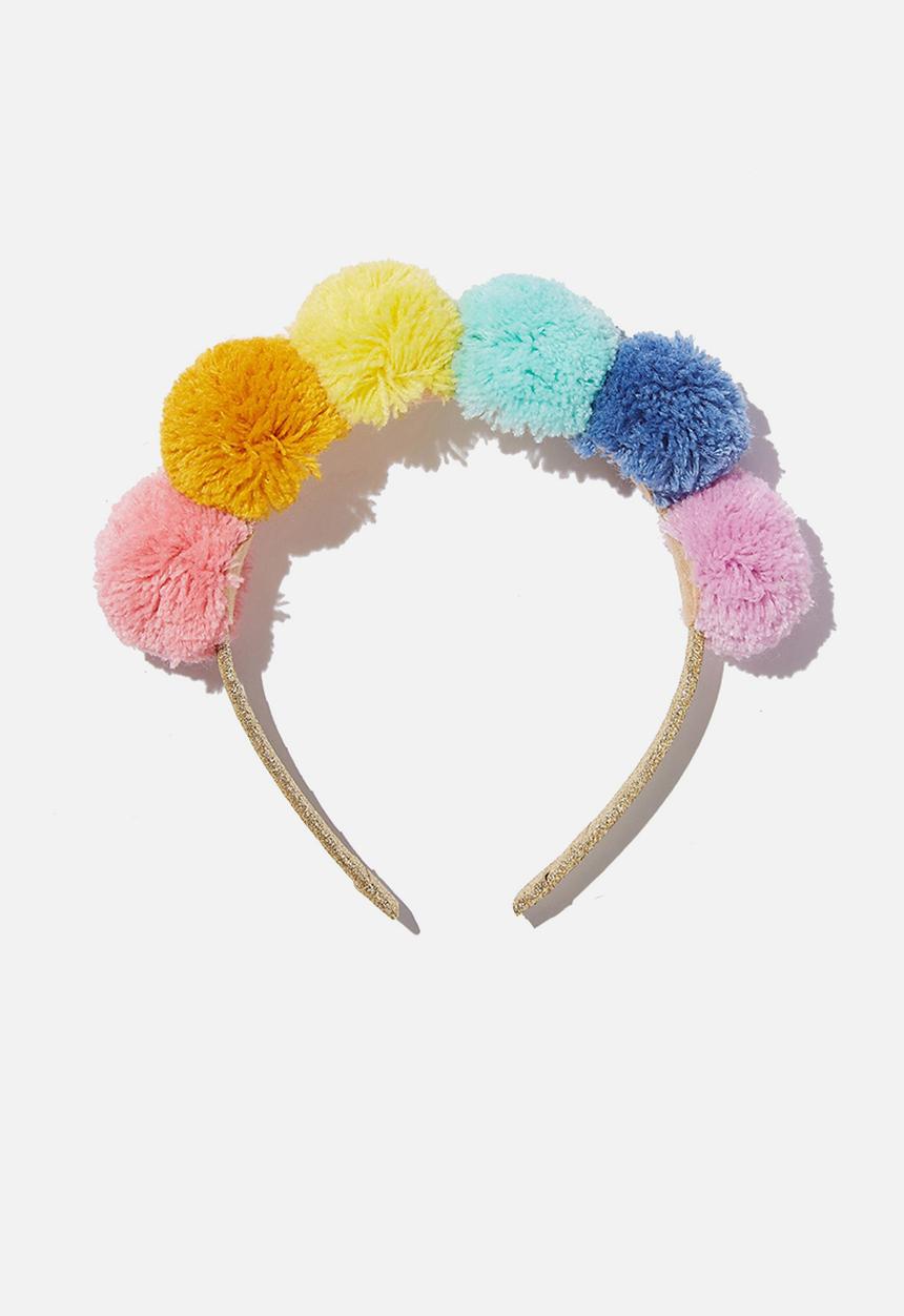 Cotton On - Headband- novelty - pastel brights pom pom