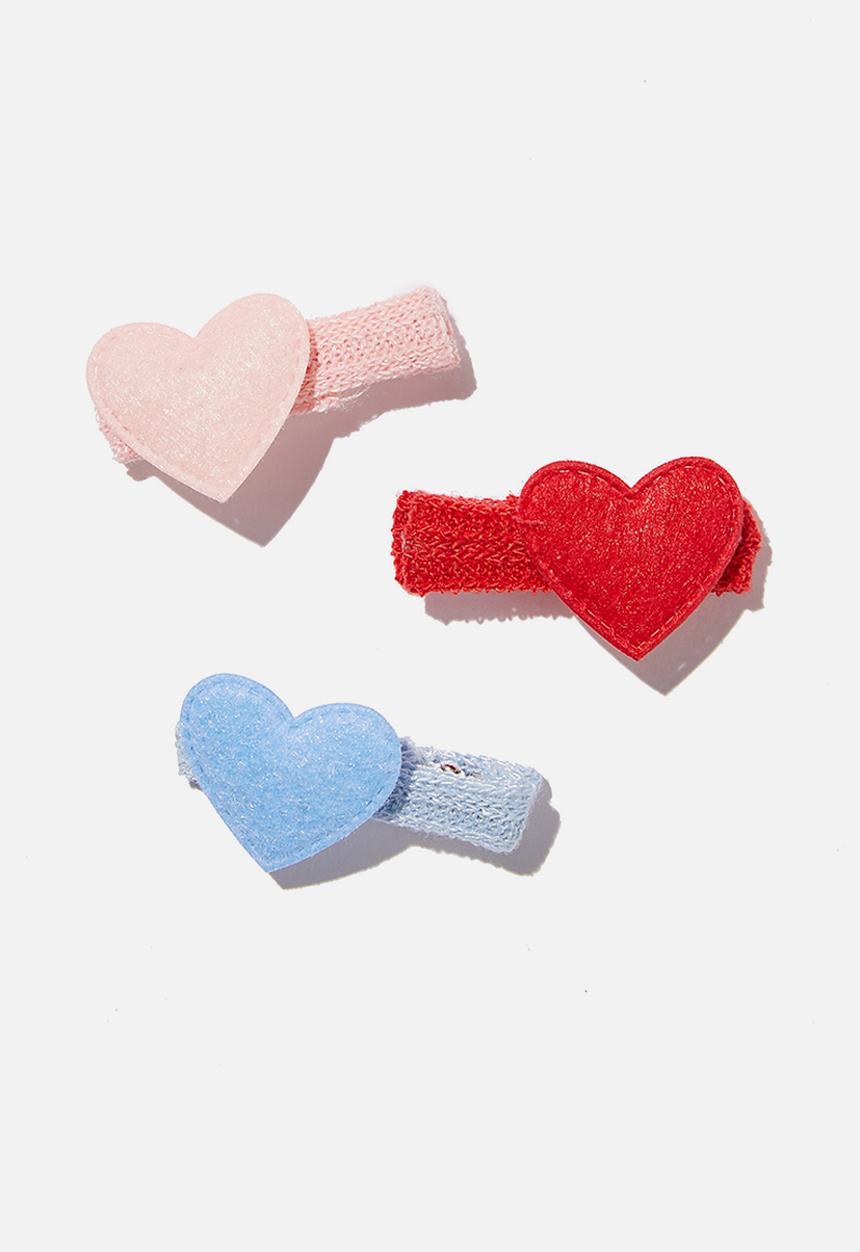 Cotton On - Hair clip- pink red felt hearts - pink red hearts