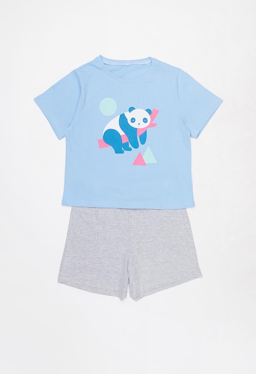 Rebel Republic - Girls printed sleep set - blue & grey 
