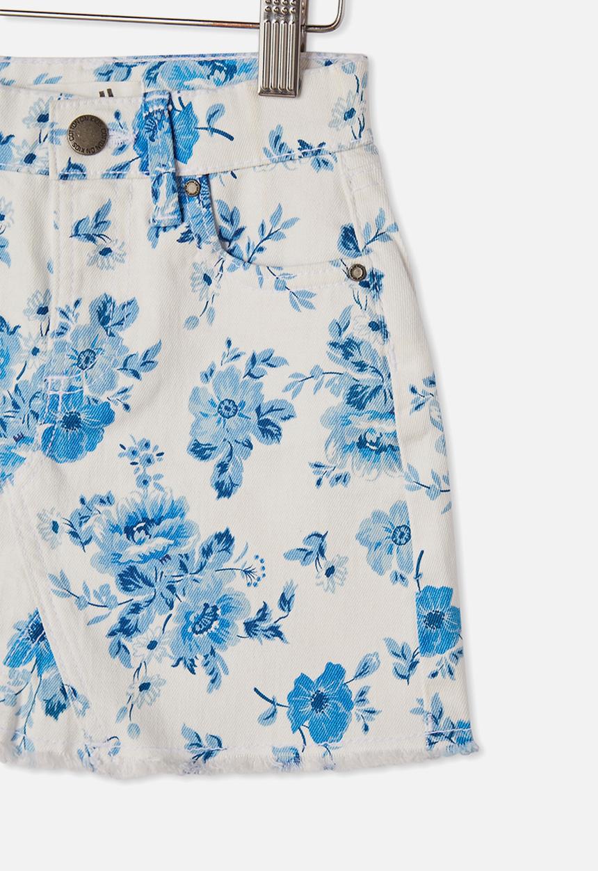 Cotton On - Finn denim skirt - white & rosie floral