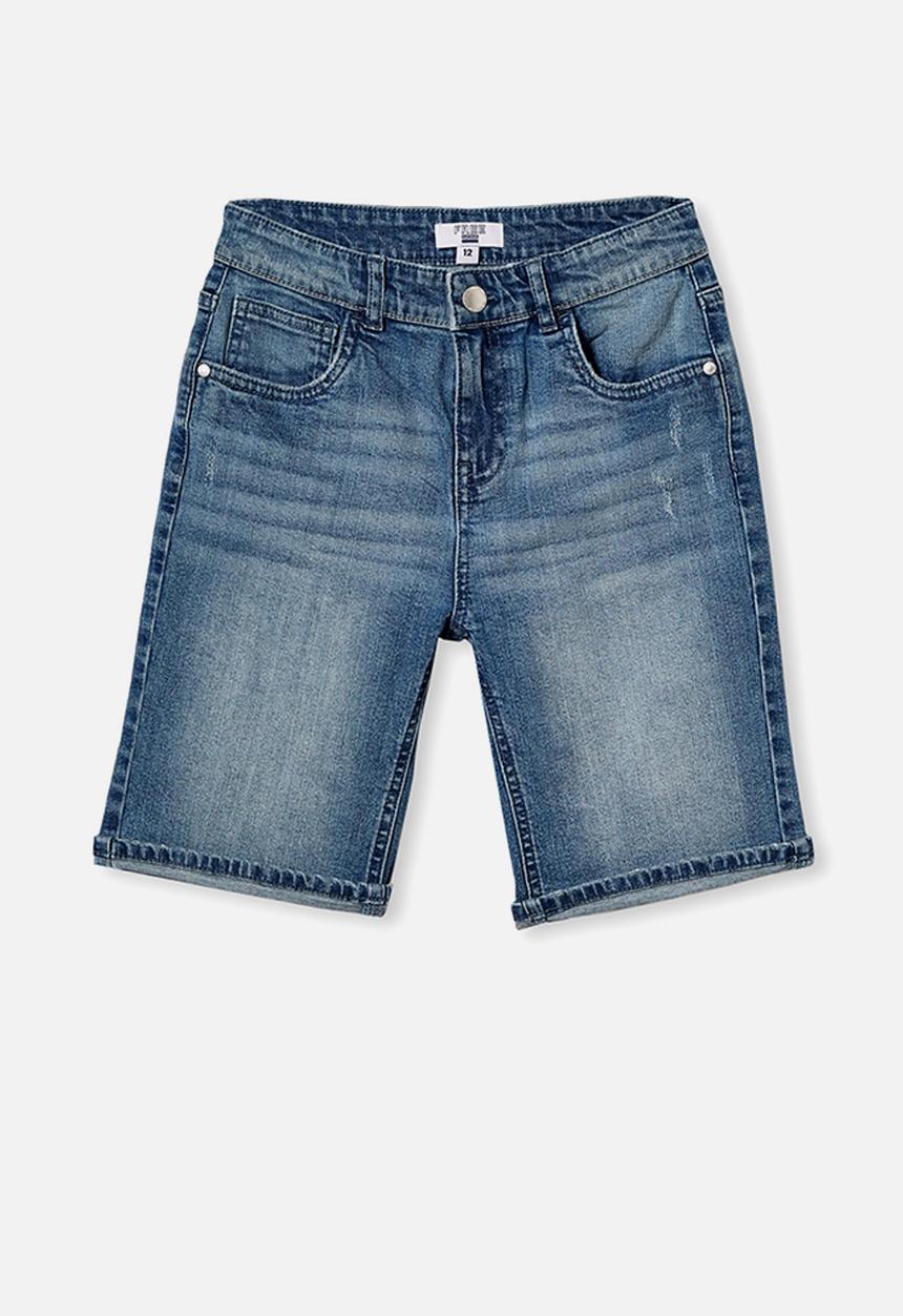 Free by Cotton On - Boys bermuda dnm short - mid blue wash