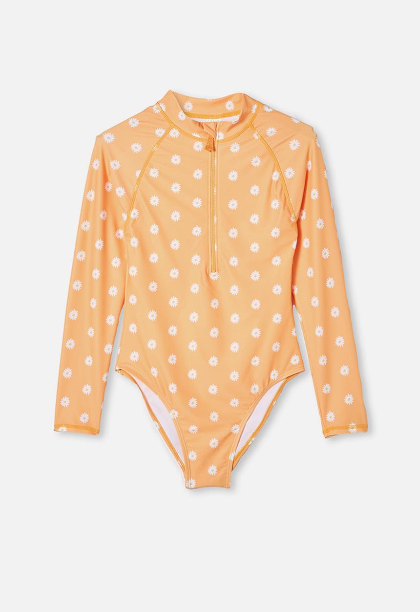Free by Cotton On - Lindsay long sleeve one piece - papaya
