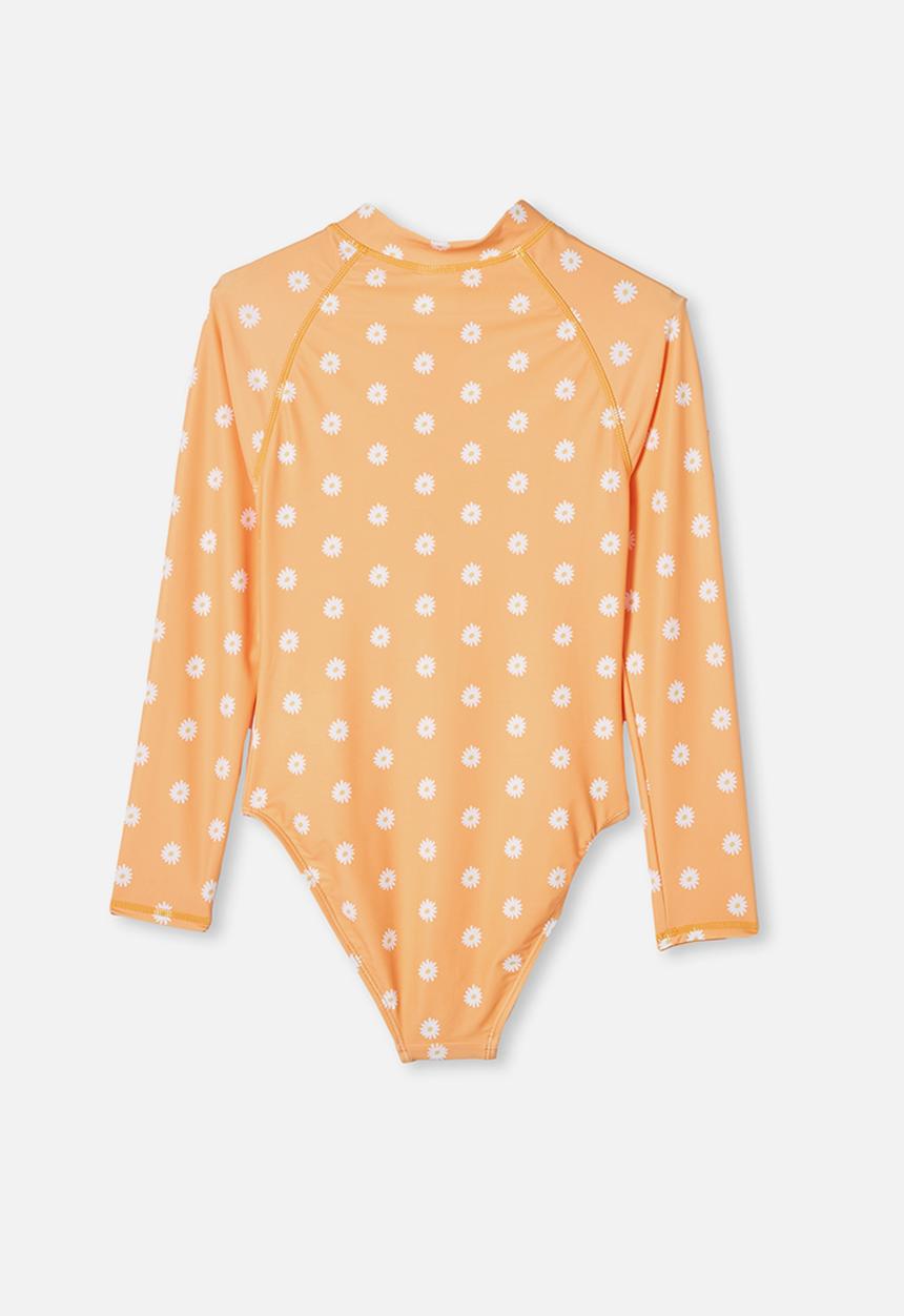 Free by Cotton On - Lindsay long sleeve one piece - papaya