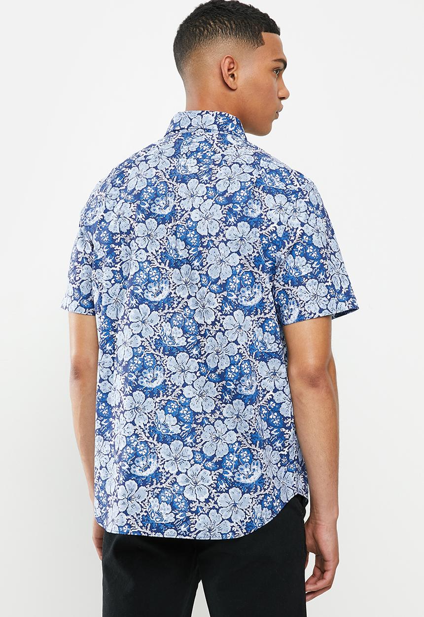 Nautica - Floral print shirt - blue & white
