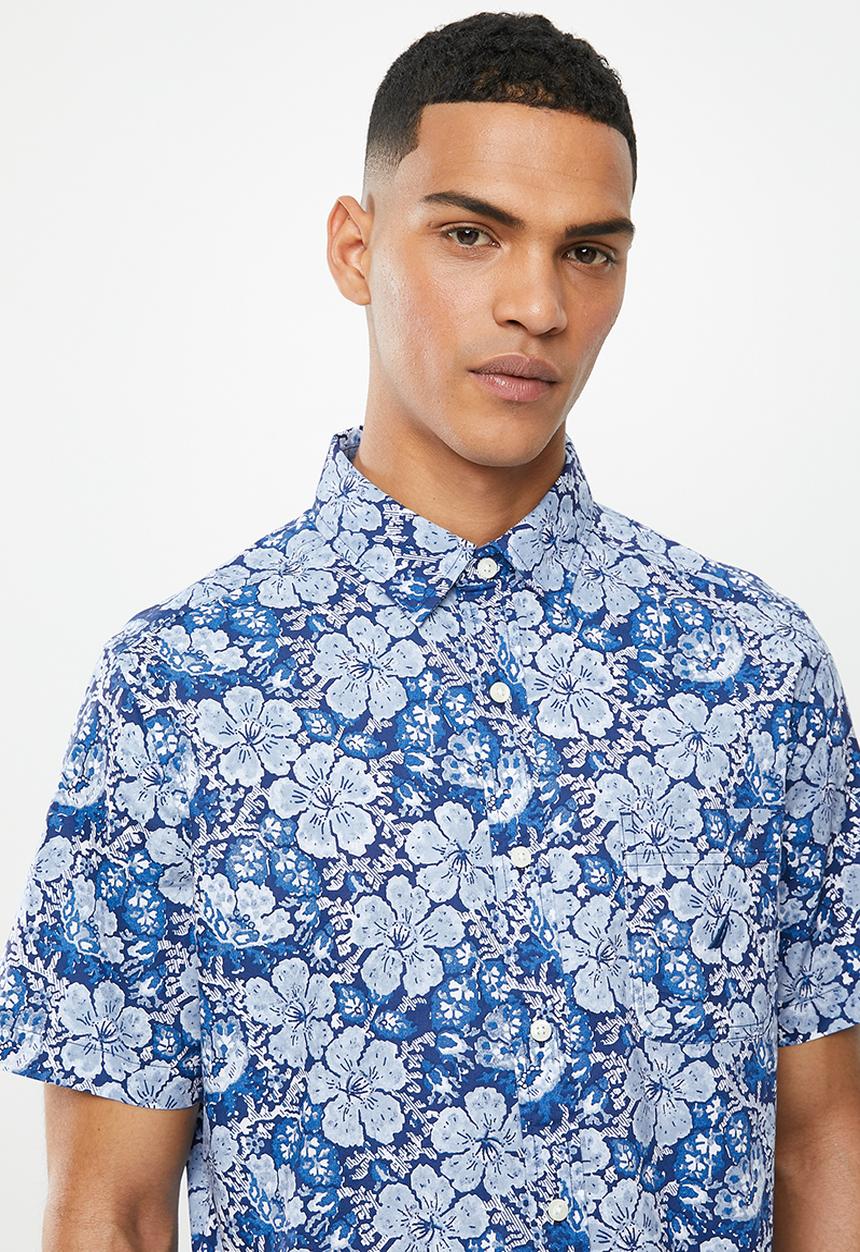 Nautica - Floral print shirt - blue & white
