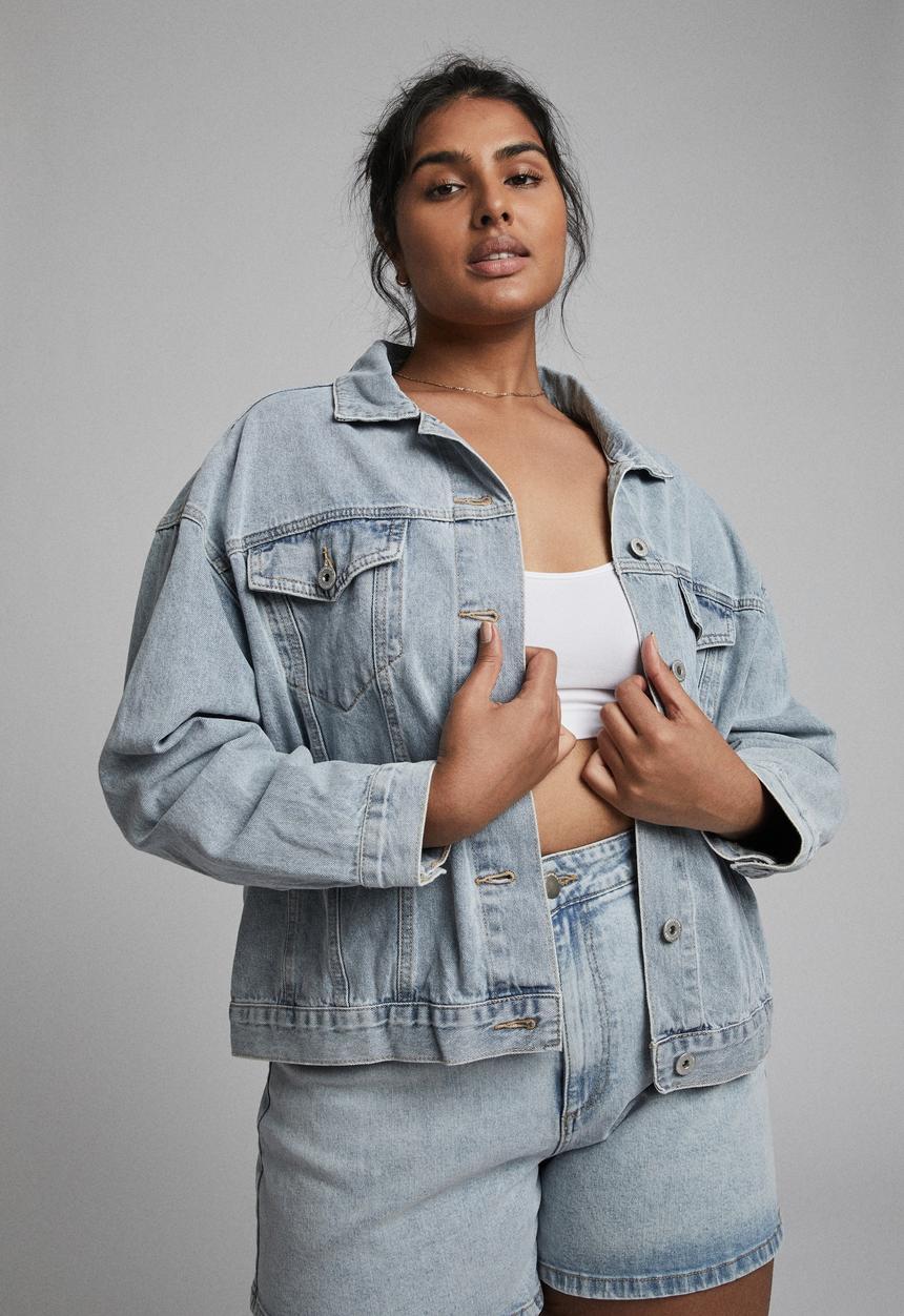 Cotton On - Curve 90s baggy denim jacket - burleigh blue