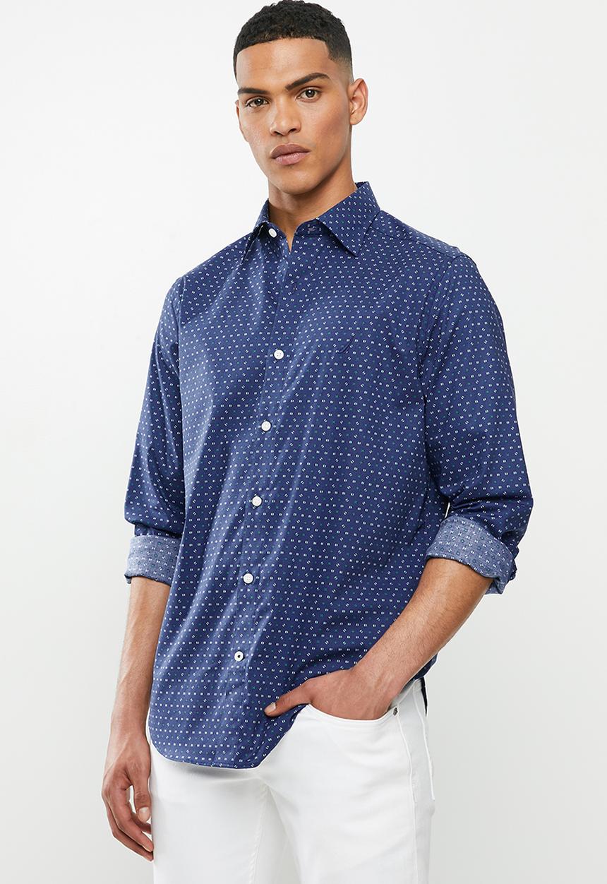 Nautica - Blue depths print shirt - blue & green