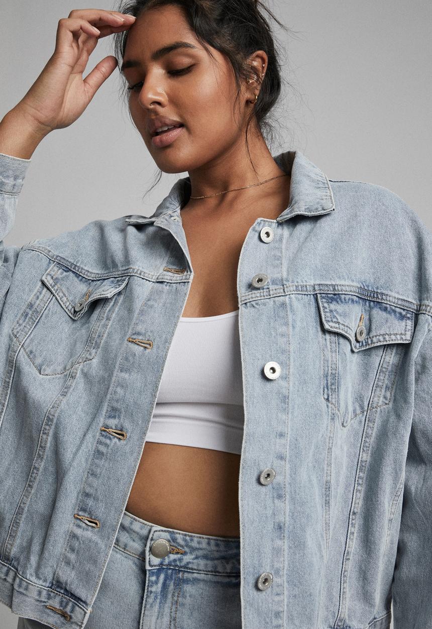 Cotton On - Curve 90s baggy denim jacket - burleigh blue