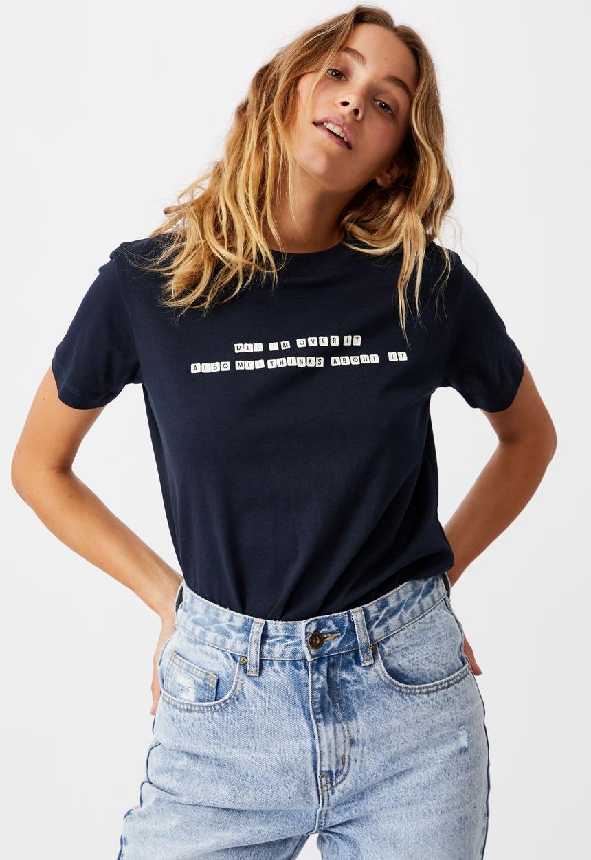 Cotton On - Classic slogan T-shirt - moonlight