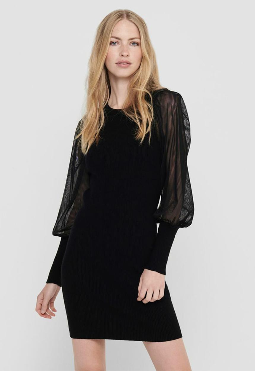 ONLY - Eylene long sleeve dress - black