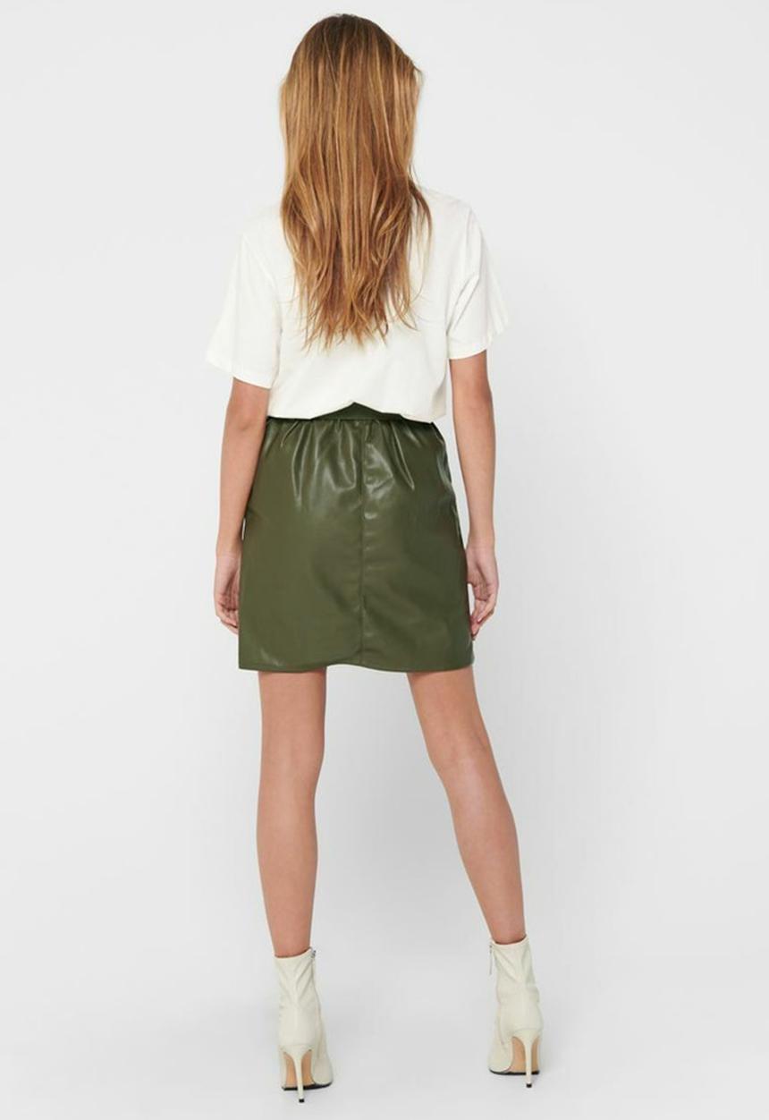 ONLY - Pu paper bag skirt - olive