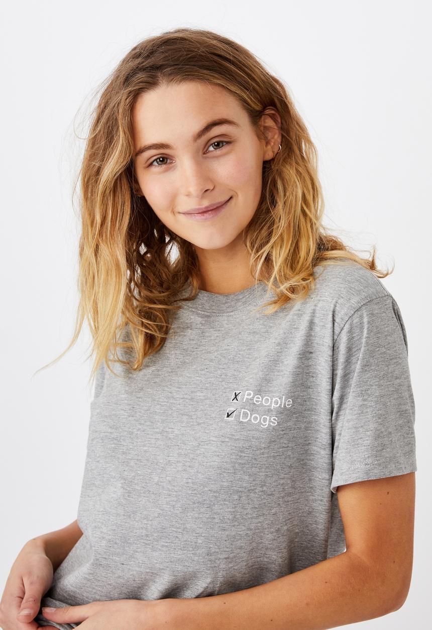Cotton On - Classic slogan T-shirt - grey marle