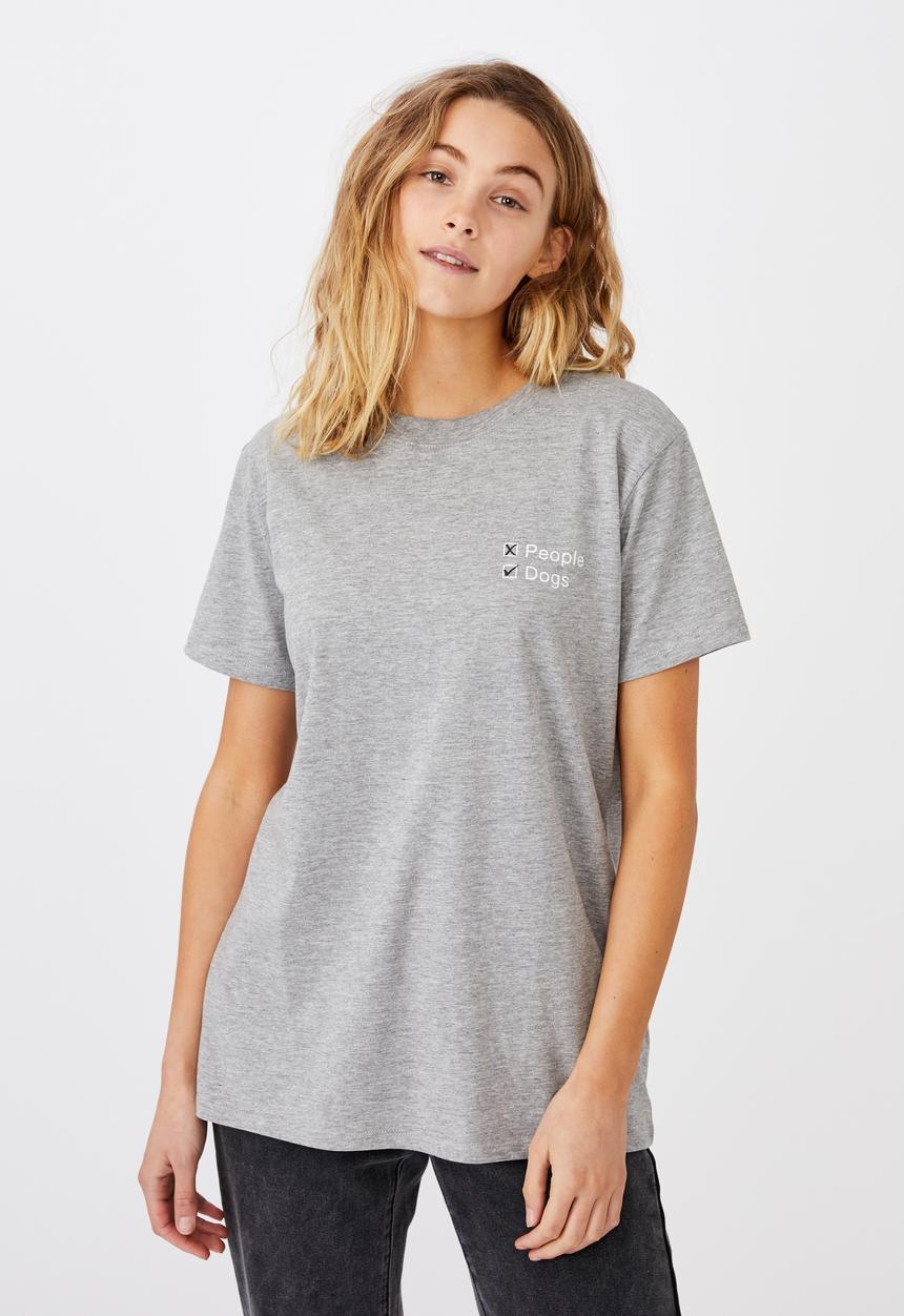 Cotton On - Classic slogan T-shirt - grey marle