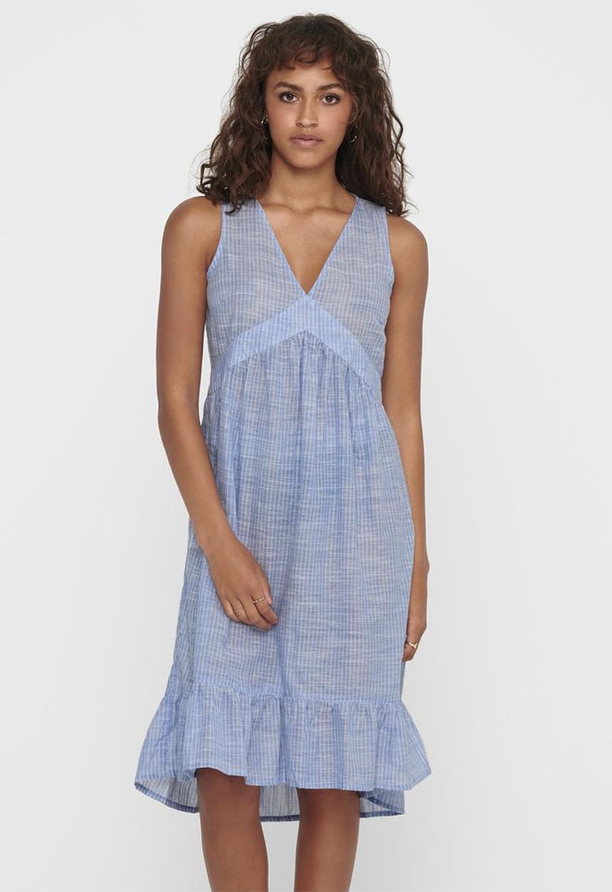 ONLY - Margaery life sleeveless stripe denim dress - blue