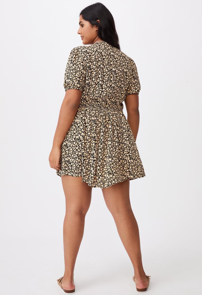 Cotton On - Curve woven miranda mini tea dress - alisa daisy black