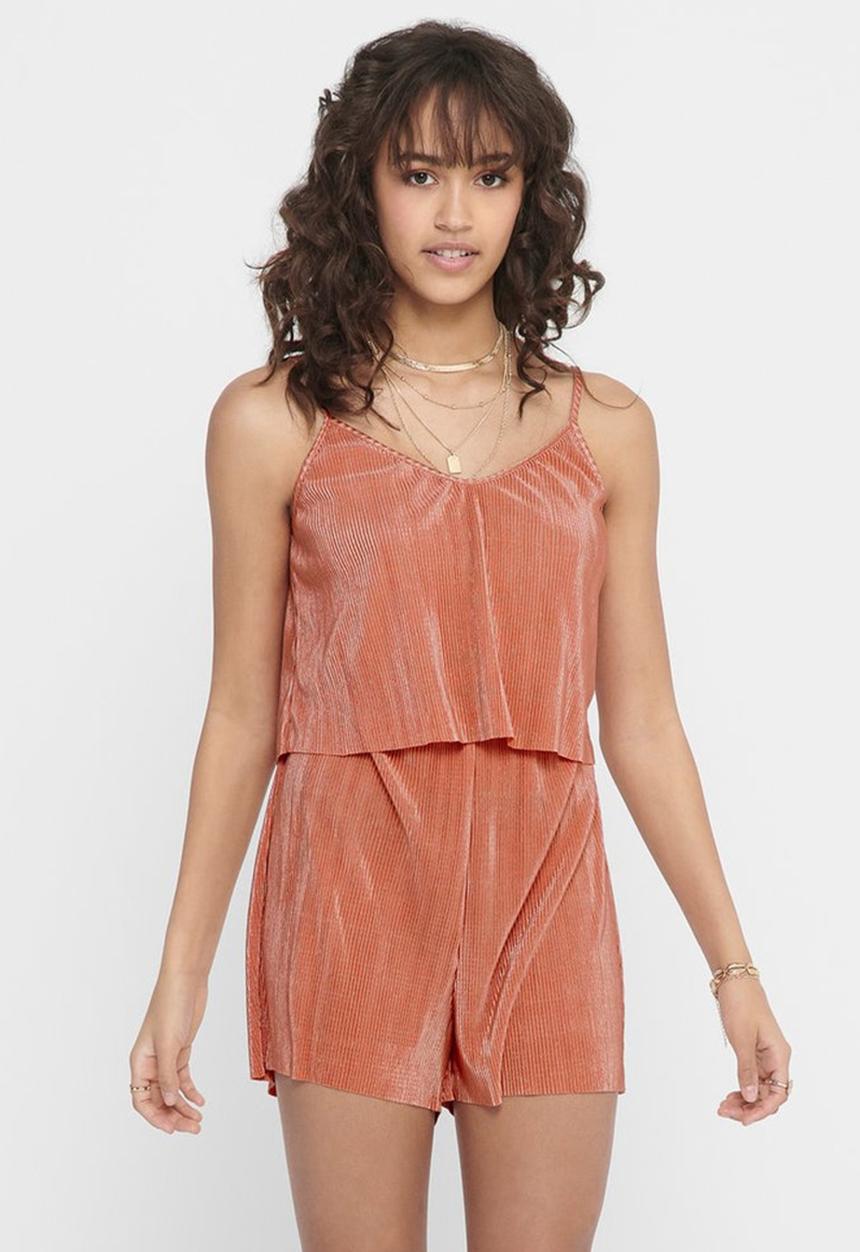 ONLY - Claudia strap plisse playsuit wvn - clay