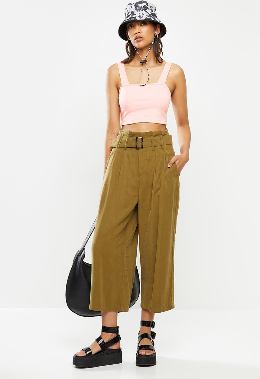 Blake - Ribbed square neck crop top - pink