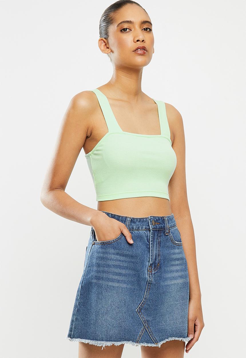 Blake - Ribbed square neck crop top - mint