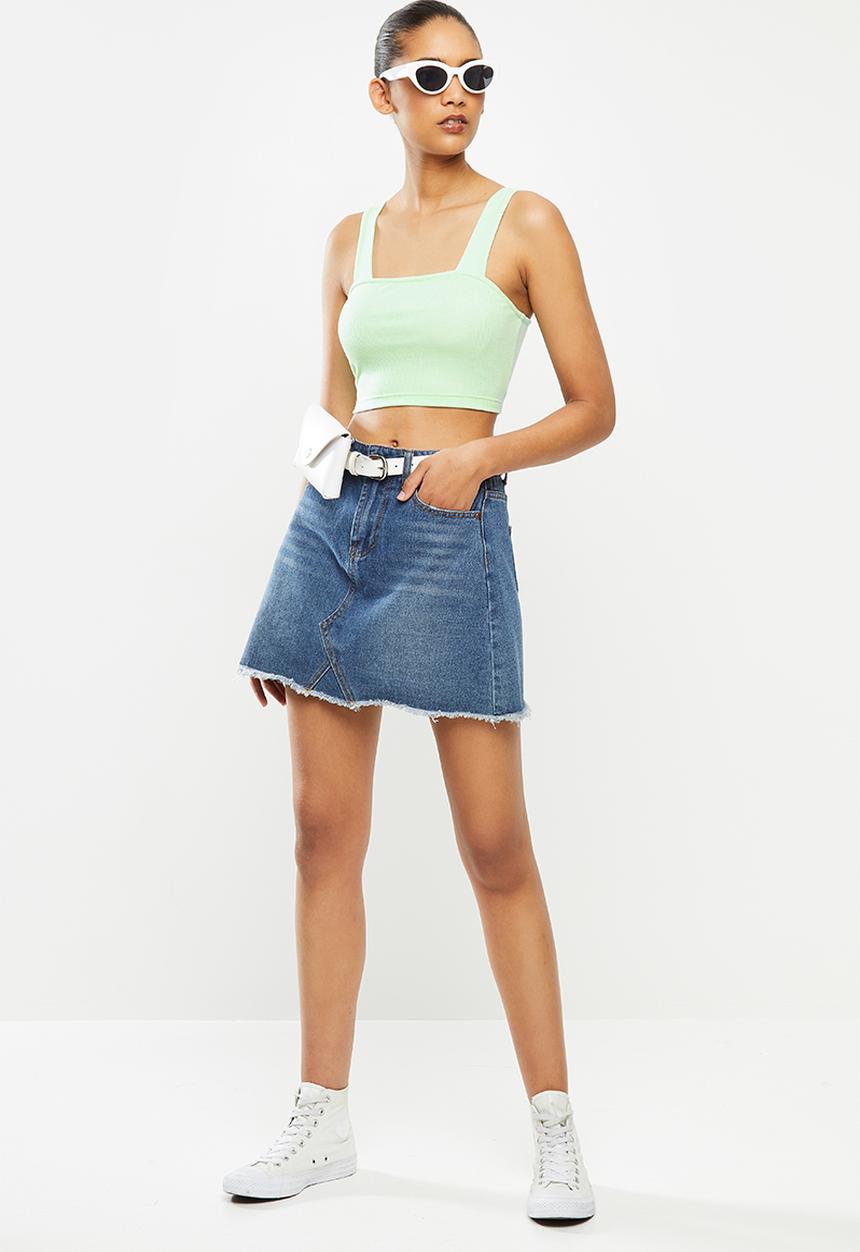 Blake - Ribbed square neck crop top - mint