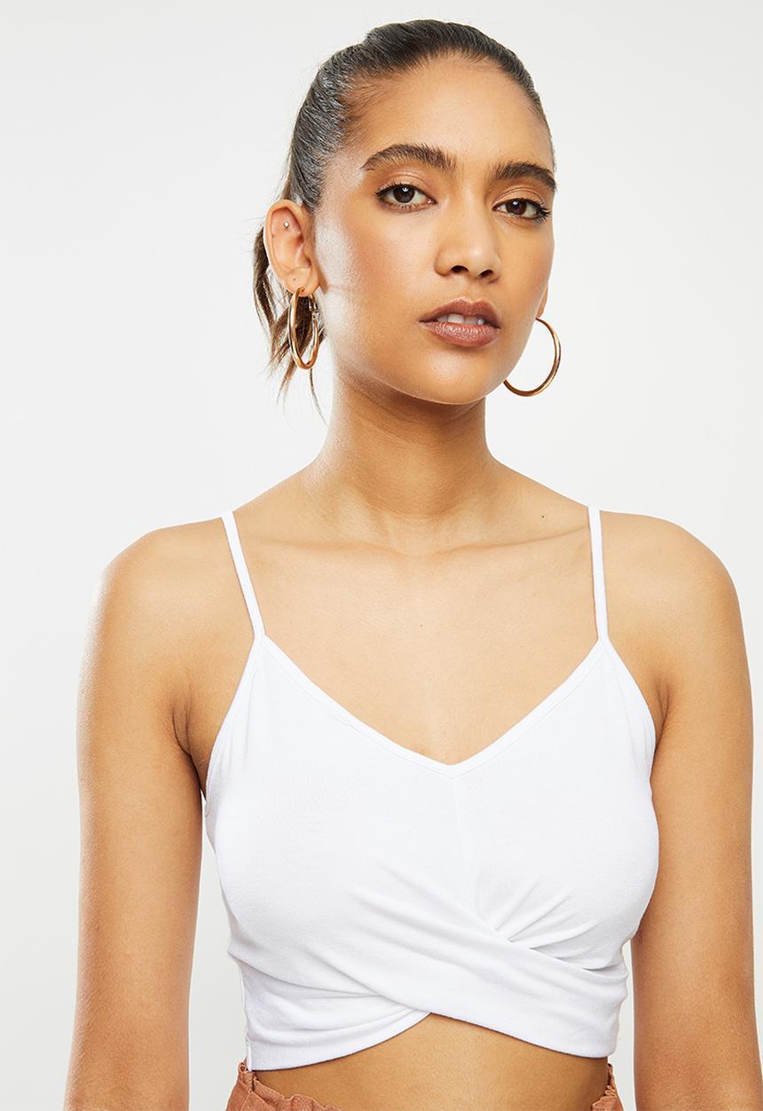 Blake - Cami knot front bralette - white
