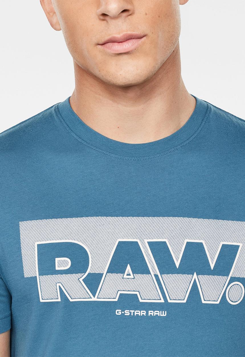 G-STAR - Raw. graphic slim r short sleeve tee - cricket blue