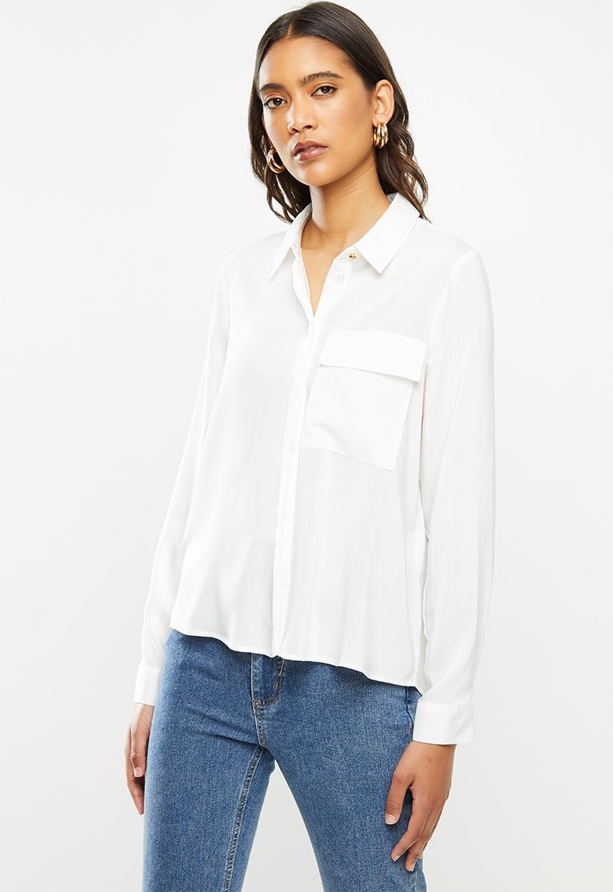 ONLY - Camilla long sleeve shirt - white