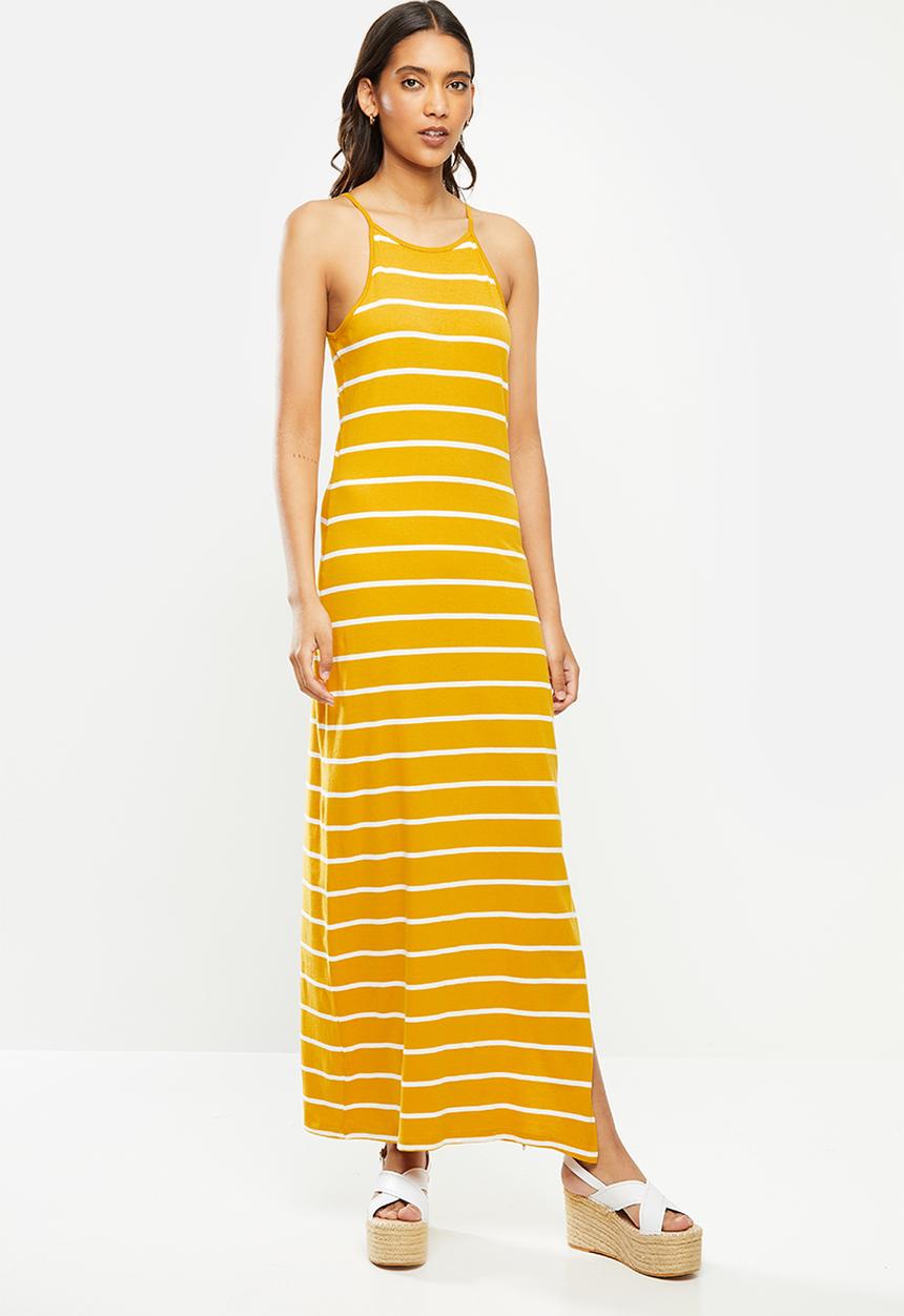 ONLY - May life sleeveless maxi dress - yellow & white
