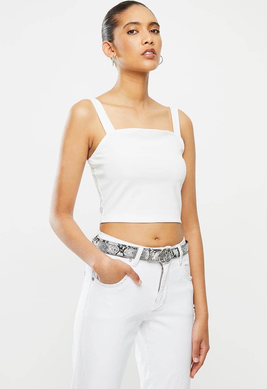 Blake - Square neck crop top - white 