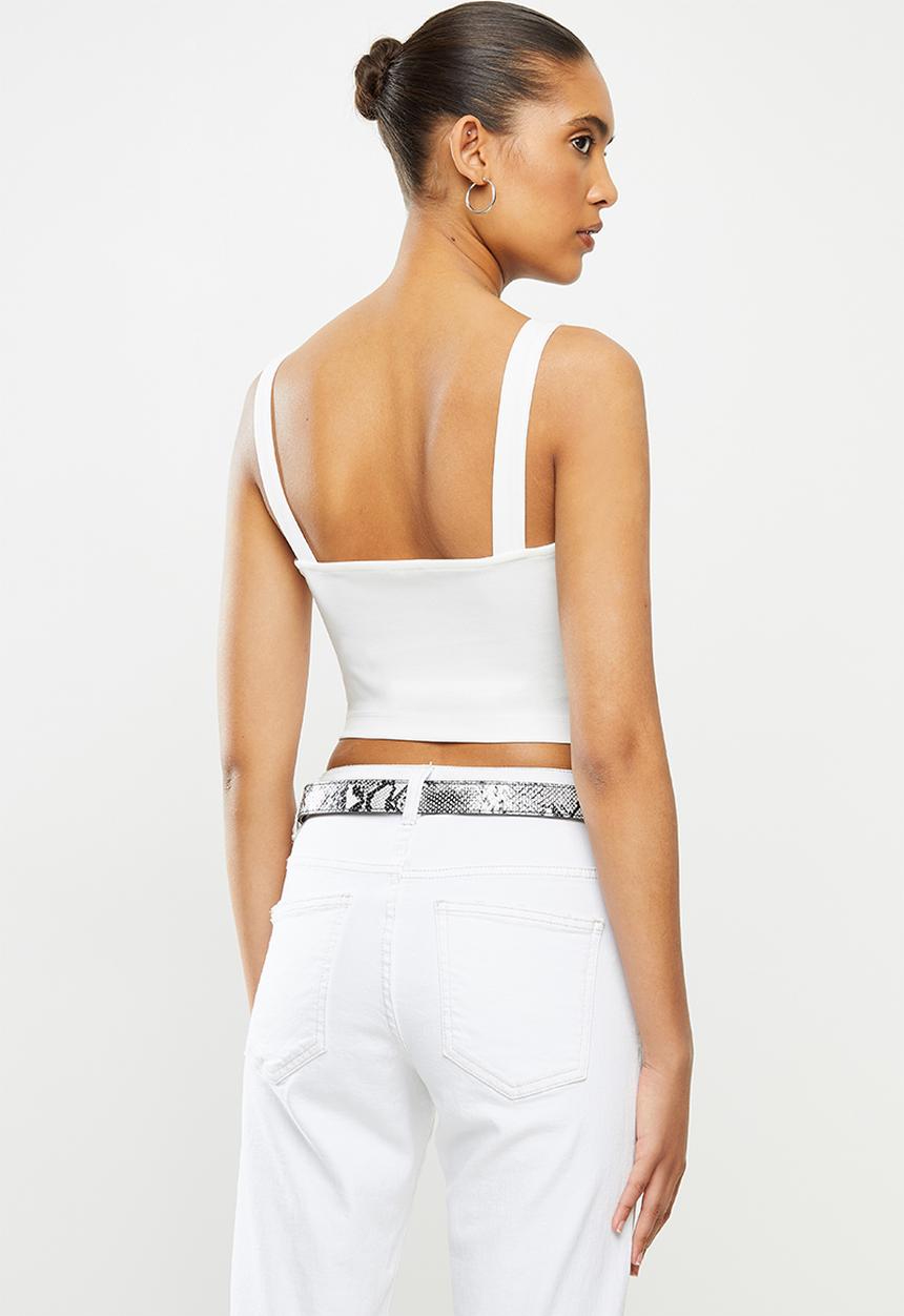 Blake - Square neck crop top - white 