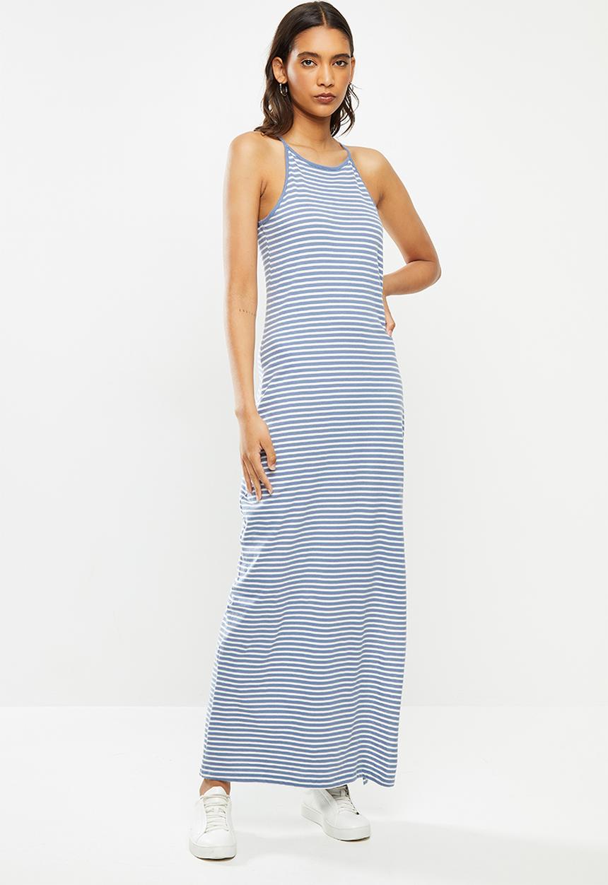 ONLY - May life sleeveless maxi dress - blue & white