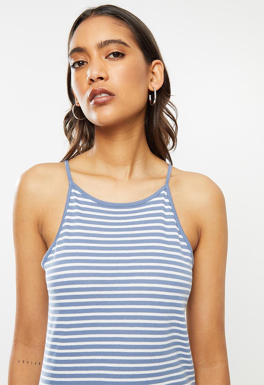 ONLY - May life sleeveless maxi dress - blue & white