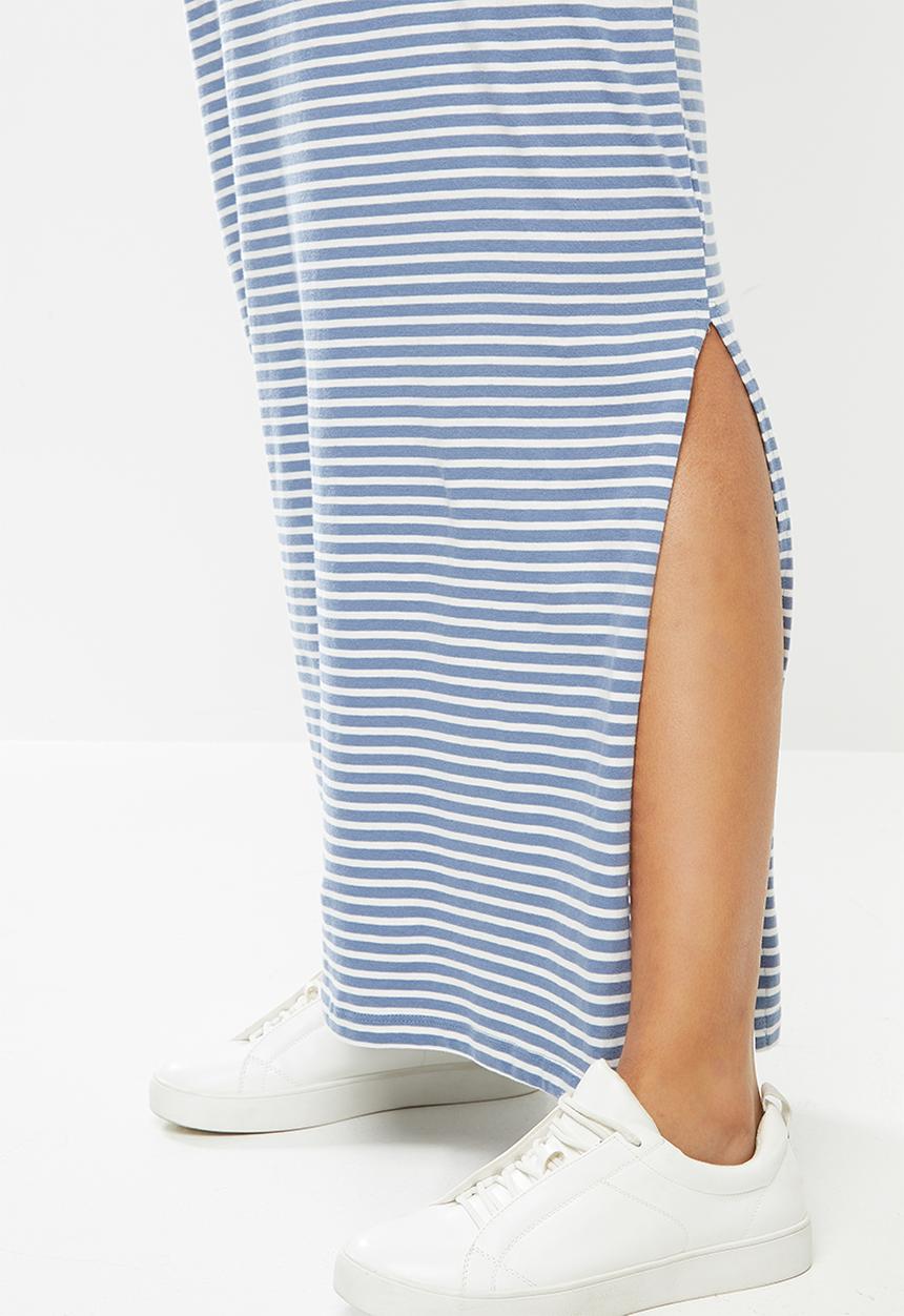 ONLY - May life sleeveless maxi dress - blue & white