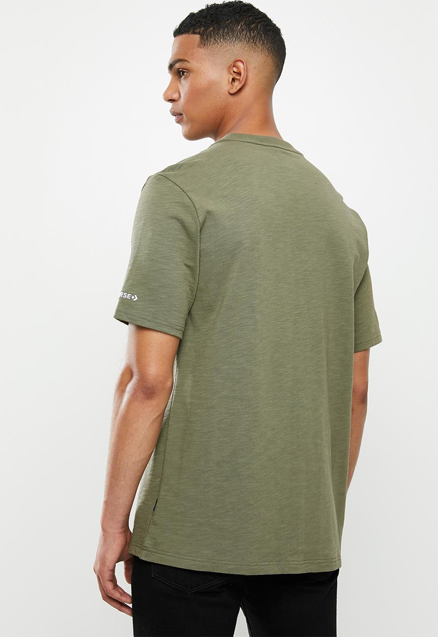 Converse - Converse embroidered wordmark tee - olive