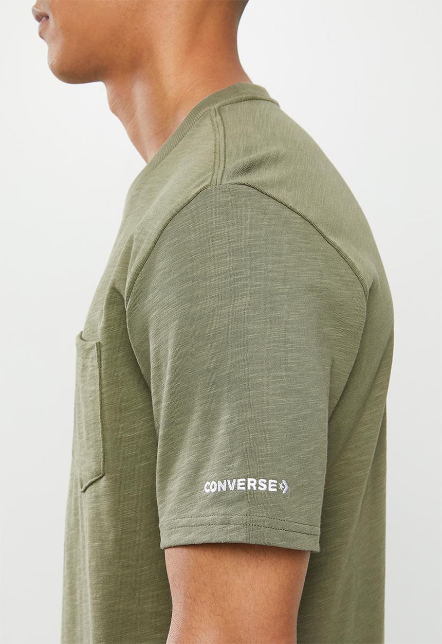 Converse - Converse embroidered wordmark tee - olive