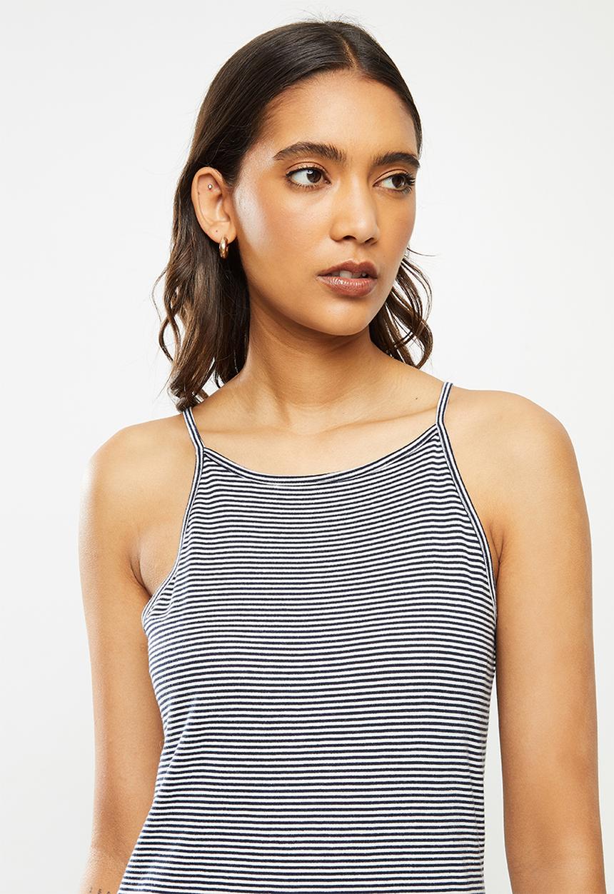 ONLY - May life sleeveless maxi dress - navy & white