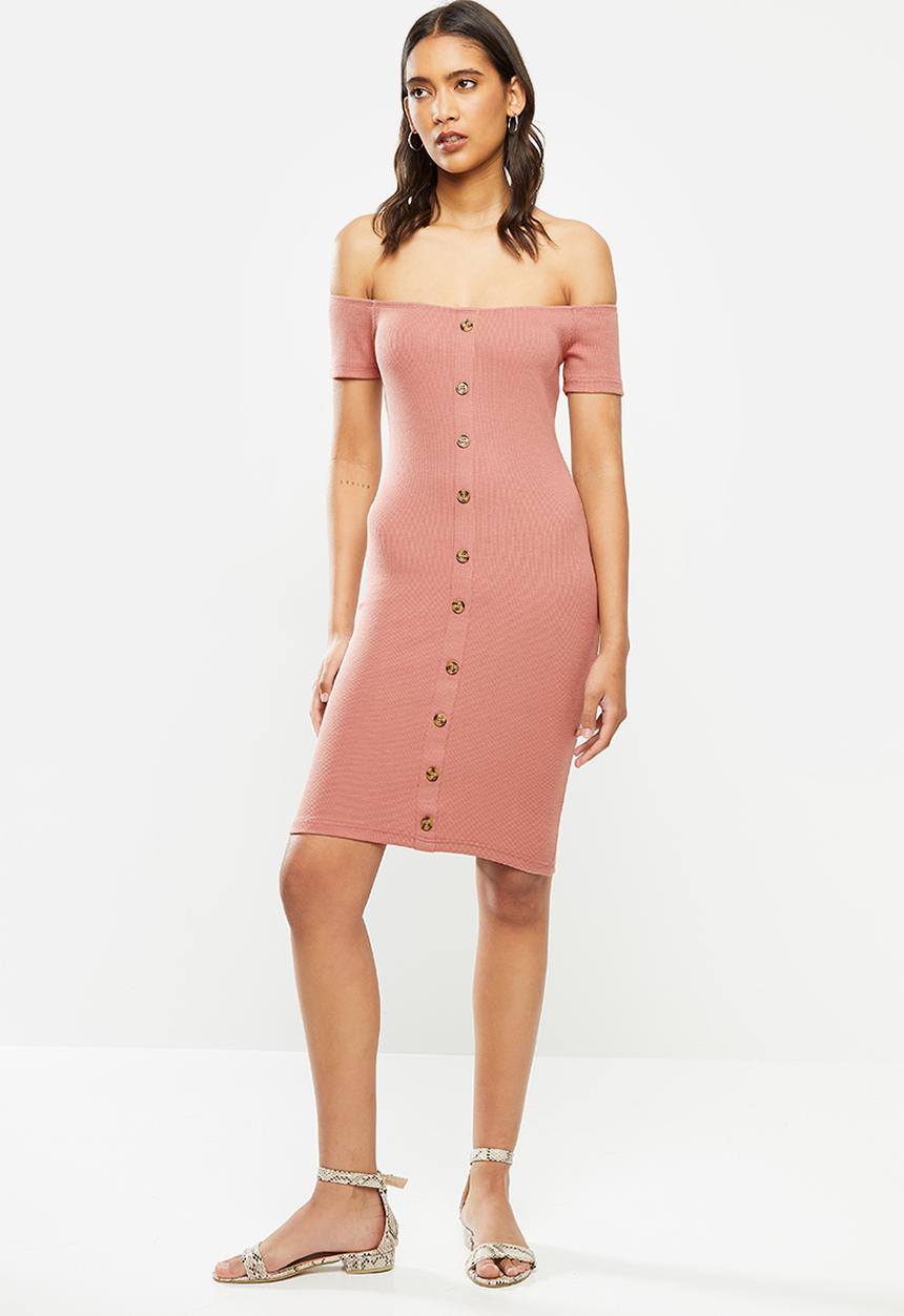 STYLE REPUBLIC - Rib off shoulder dress - pink