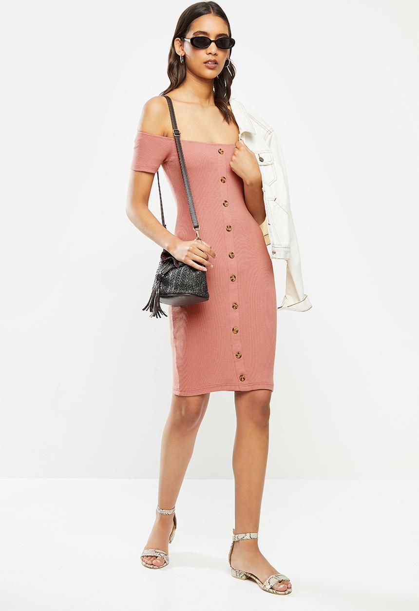 STYLE REPUBLIC - Rib off shoulder dress - pink