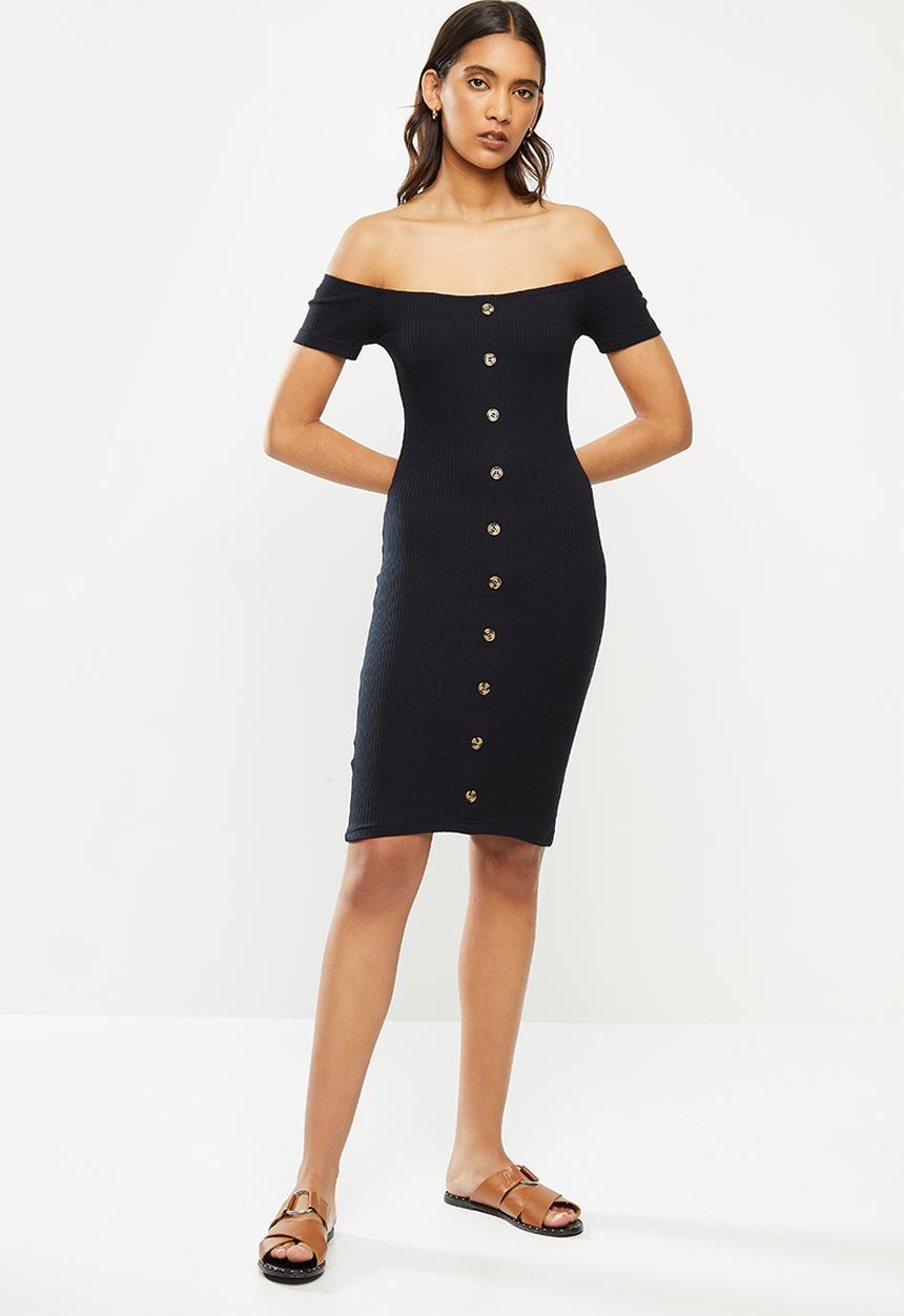 STYLE REPUBLIC - Rib off shoulder dress - black