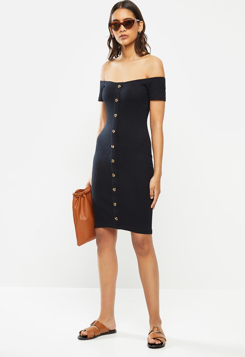 STYLE REPUBLIC - Rib off shoulder dress - black