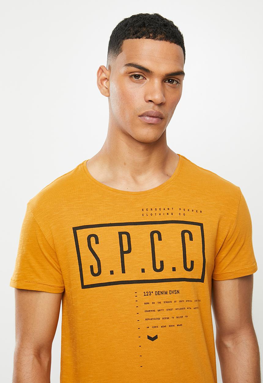 S.P.C.C - Rangoon fashion side slit straight hem T-shirt - yellow 