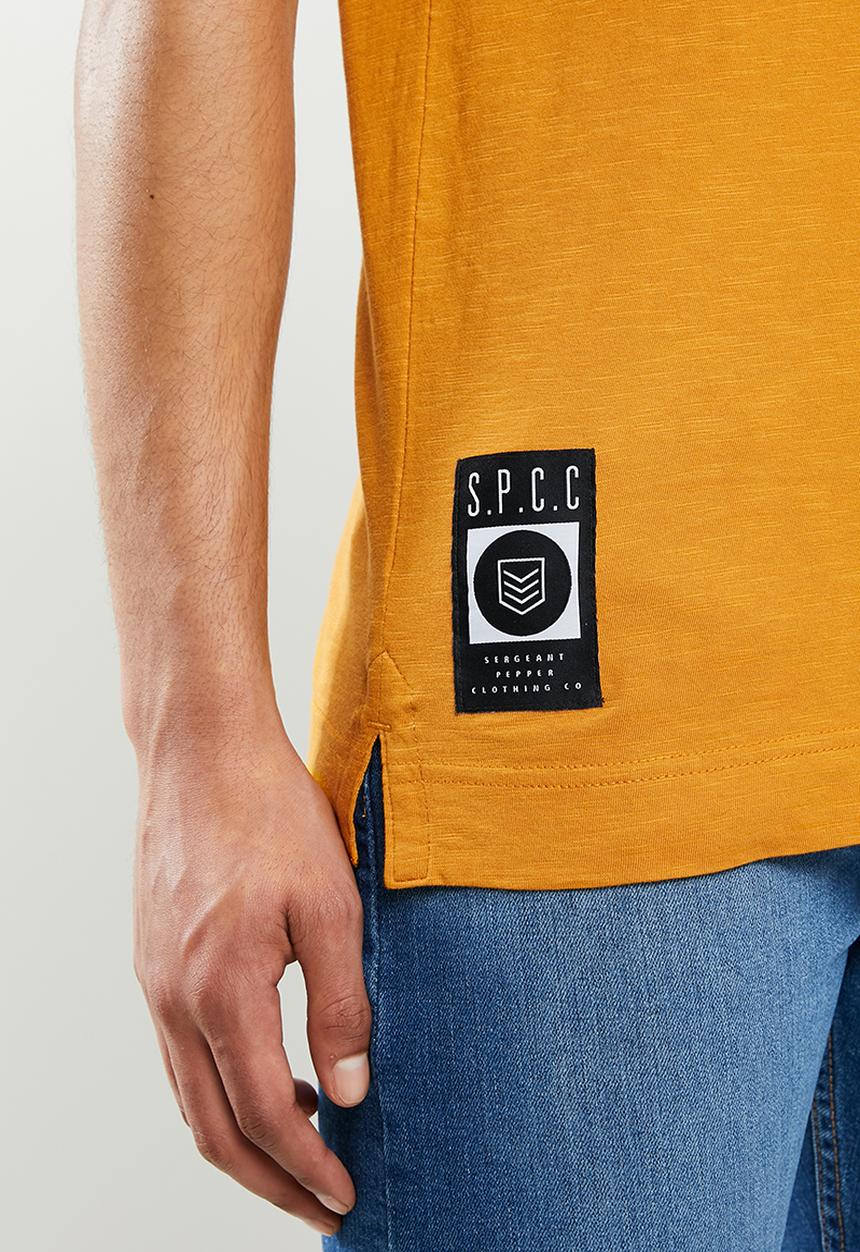S.P.C.C - Rangoon fashion side slit straight hem T-shirt - yellow 