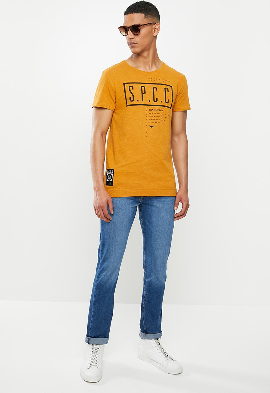 S.P.C.C - Rangoon fashion side slit straight hem T-shirt - yellow 