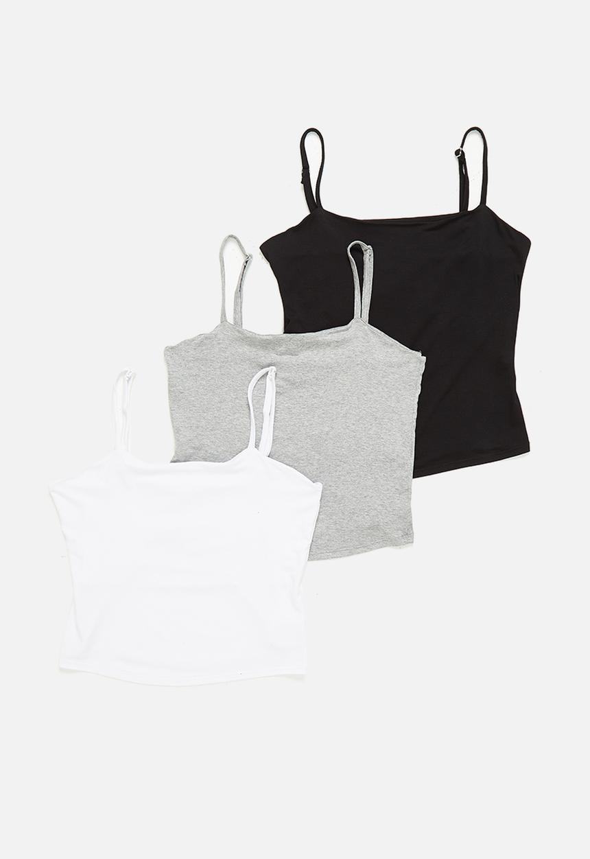 Superbalist - 3 Pack  cotton lycra squareneck cami's - multi 